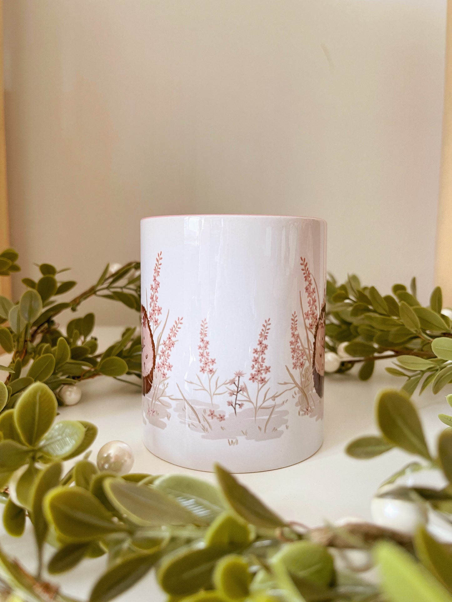 Hedgehog Floral Mug