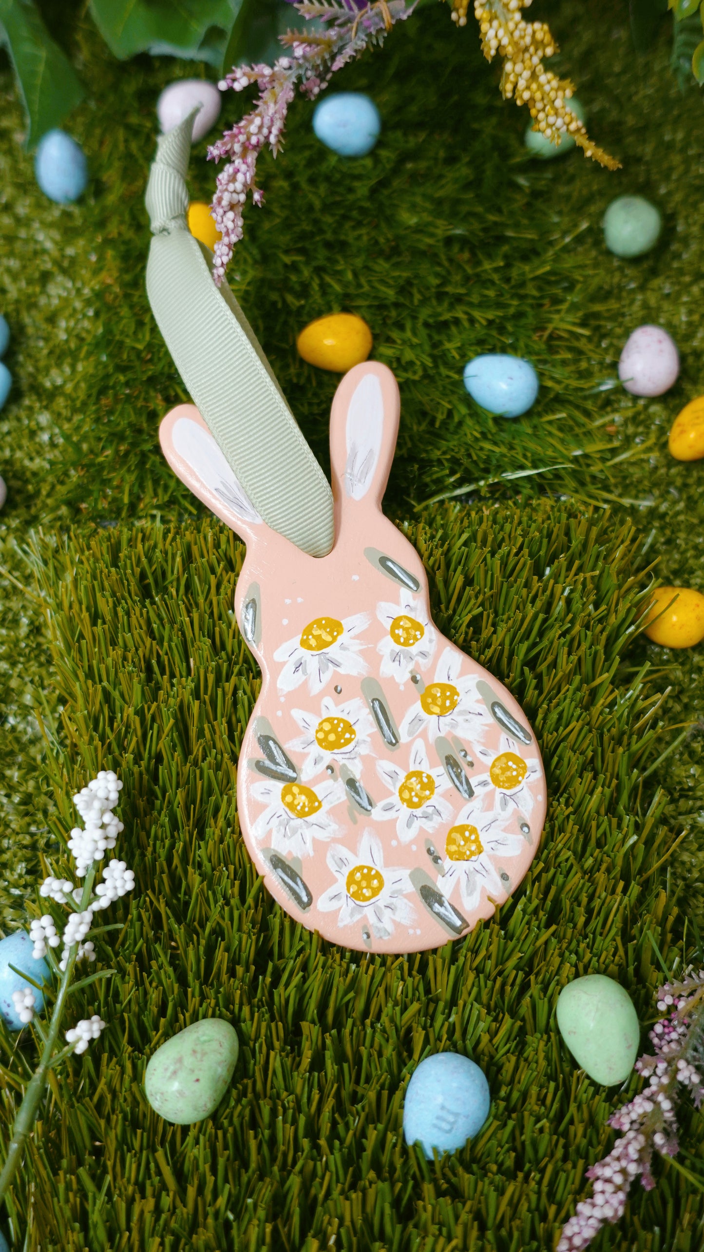 Pink Daisies Flat Bunny