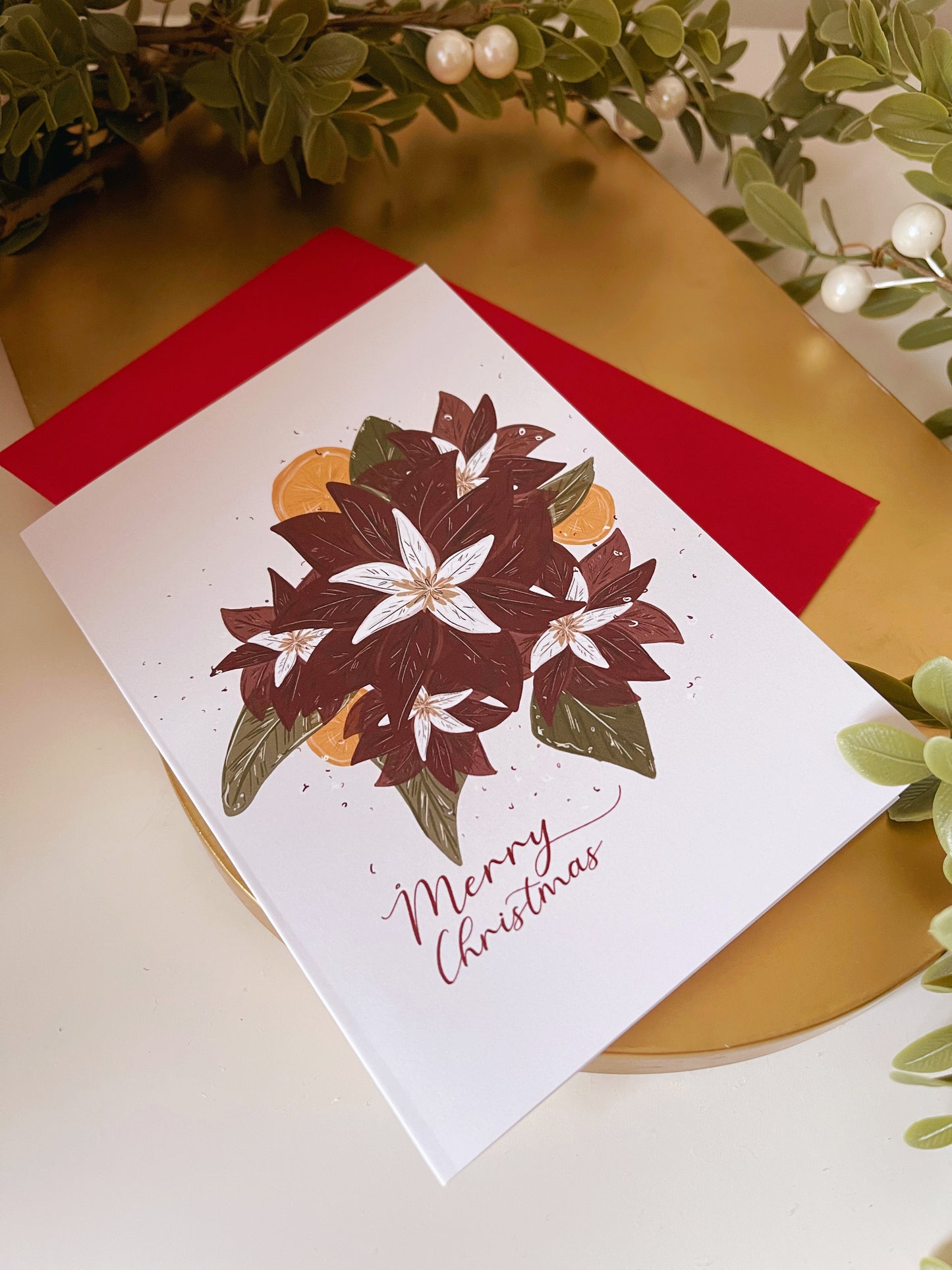 Poinsettia Christmas Card