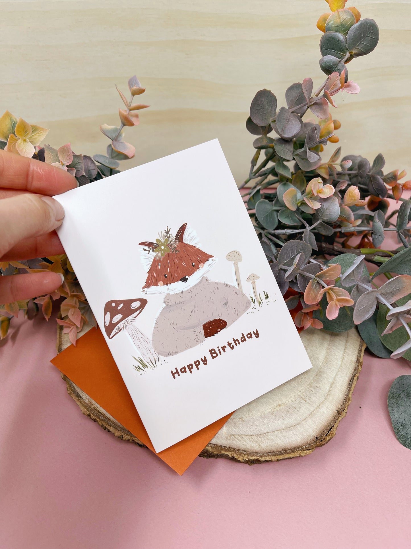 Fox Mushroom Birthday Card