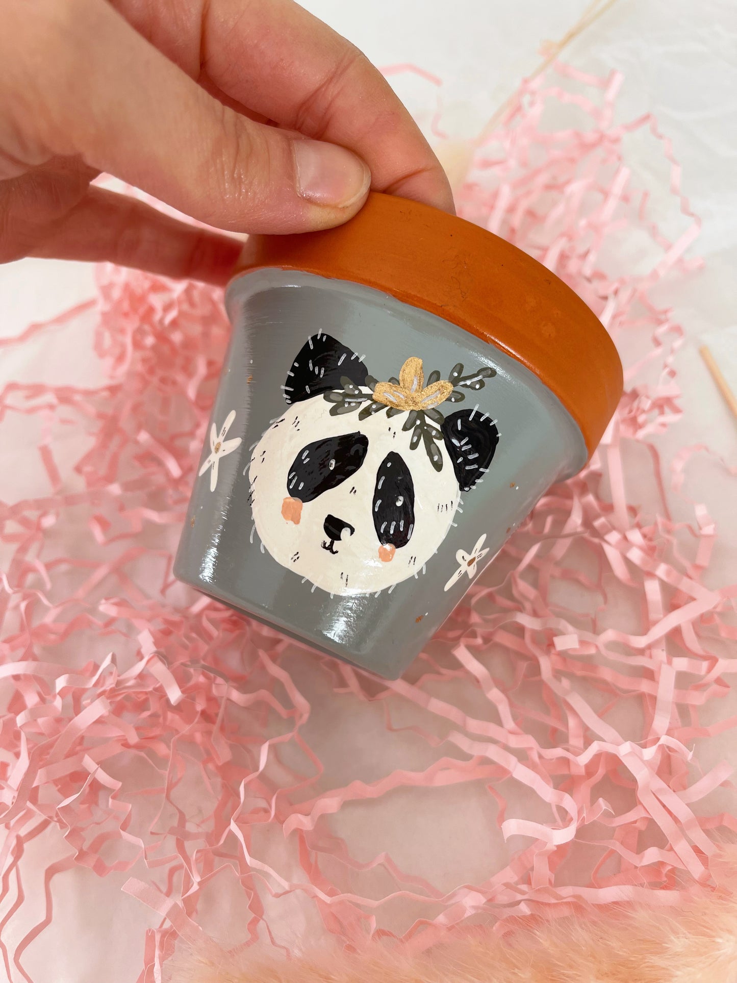 Panda Floral Plant Pot