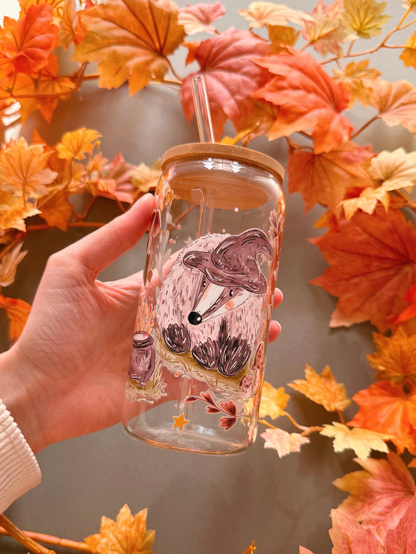 Witch pumpkin Badger Glass Tumbler