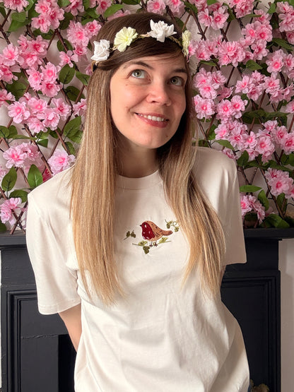 Robin Embroidered T-Shirt - Organic Cotton