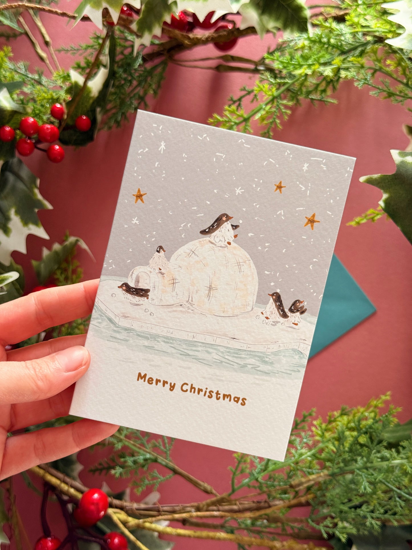 Penguin igloo Christmas Card