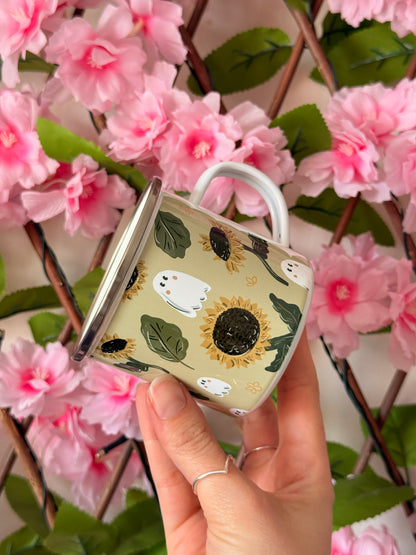 Sunflower Ghost Enamel Mug