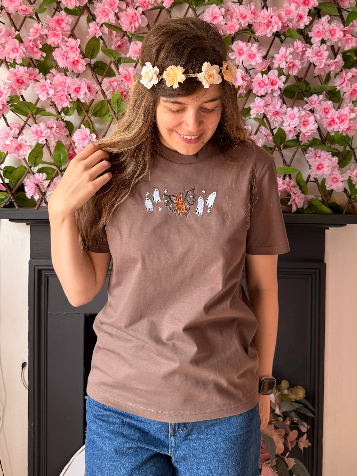 Bat Ghost T-Shirt - Organic Cotton (Chocolate)