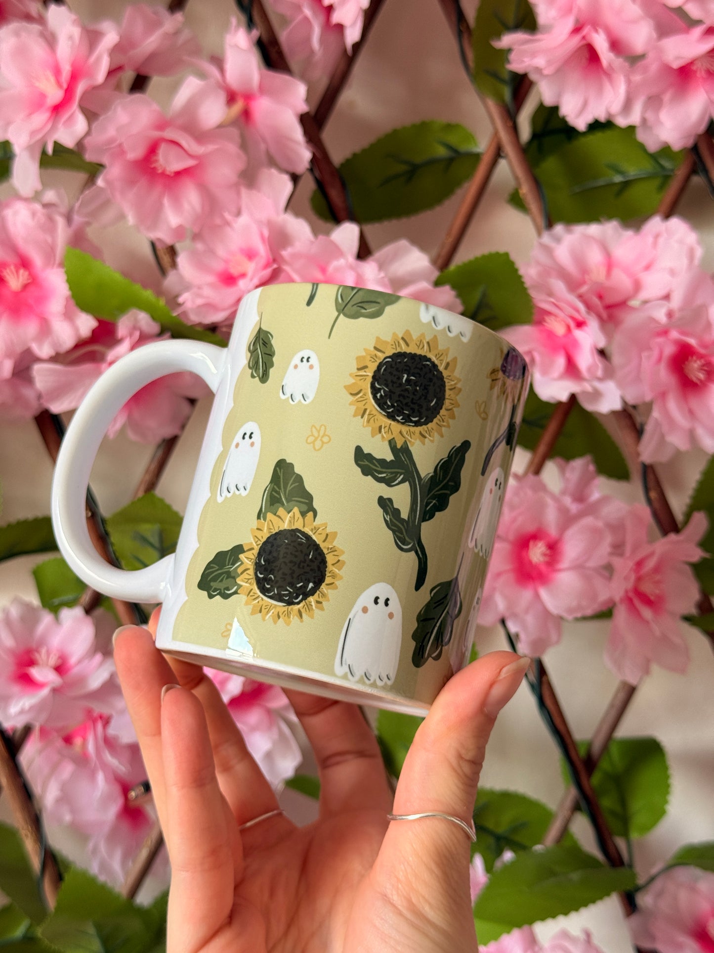 Sunflower Ghost Ceramic Mug