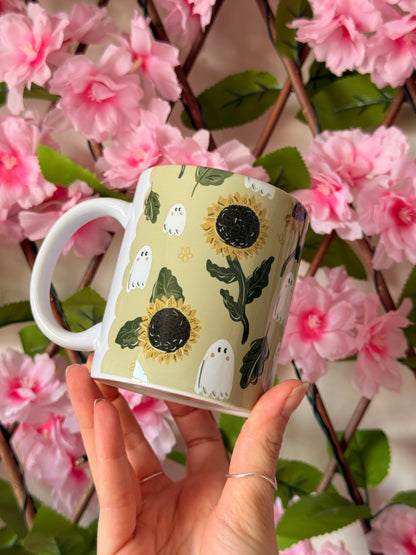 Sunflower Ghost Ceramic Mug