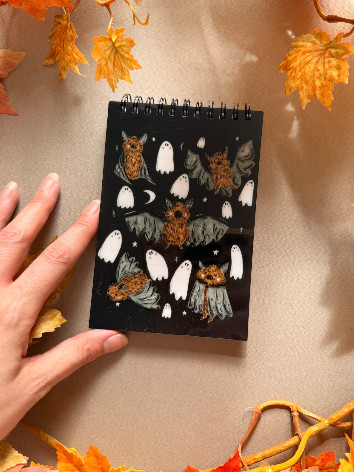 Bat Ghost Spiral Notebook - A6