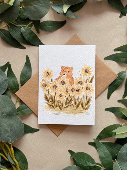 Sunflower Bear Card