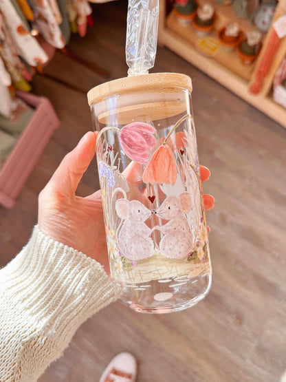 Tulip Mice Glass Tumbler