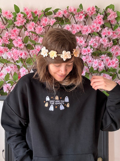 Only Here For The Ghosts Hoodie - Embroidered