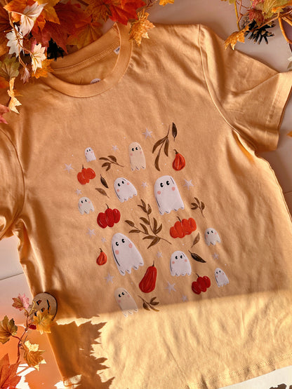 Pumpkin Ghost T-Shirt - Organic Cotton (Apricot)