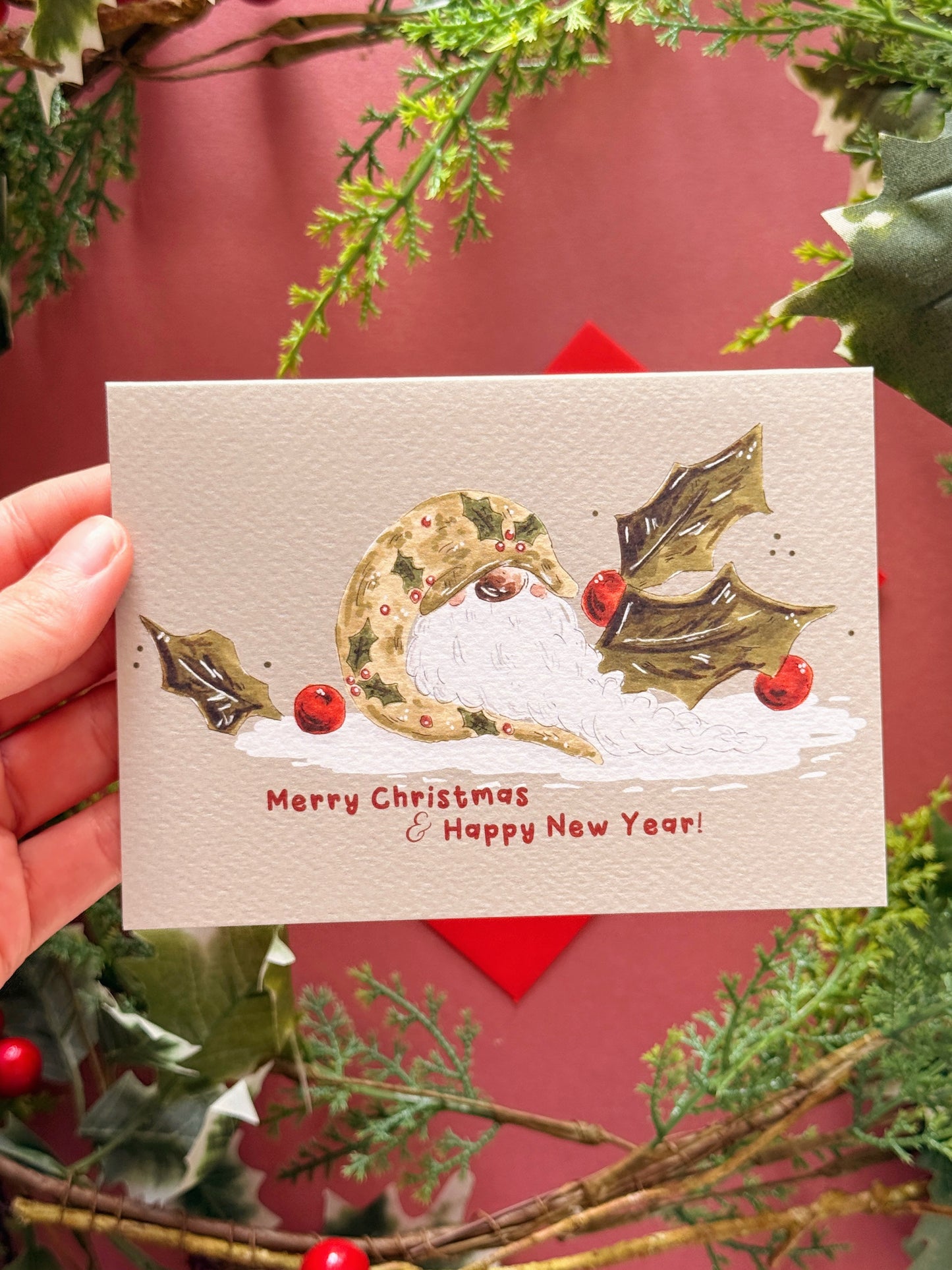 Holly Tomte Christmas Card