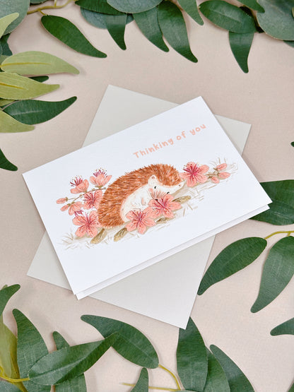 Sakura Hedgehog Thinking of you Card