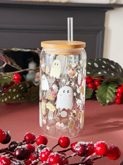 Ghost Christmas Glass Tumbler