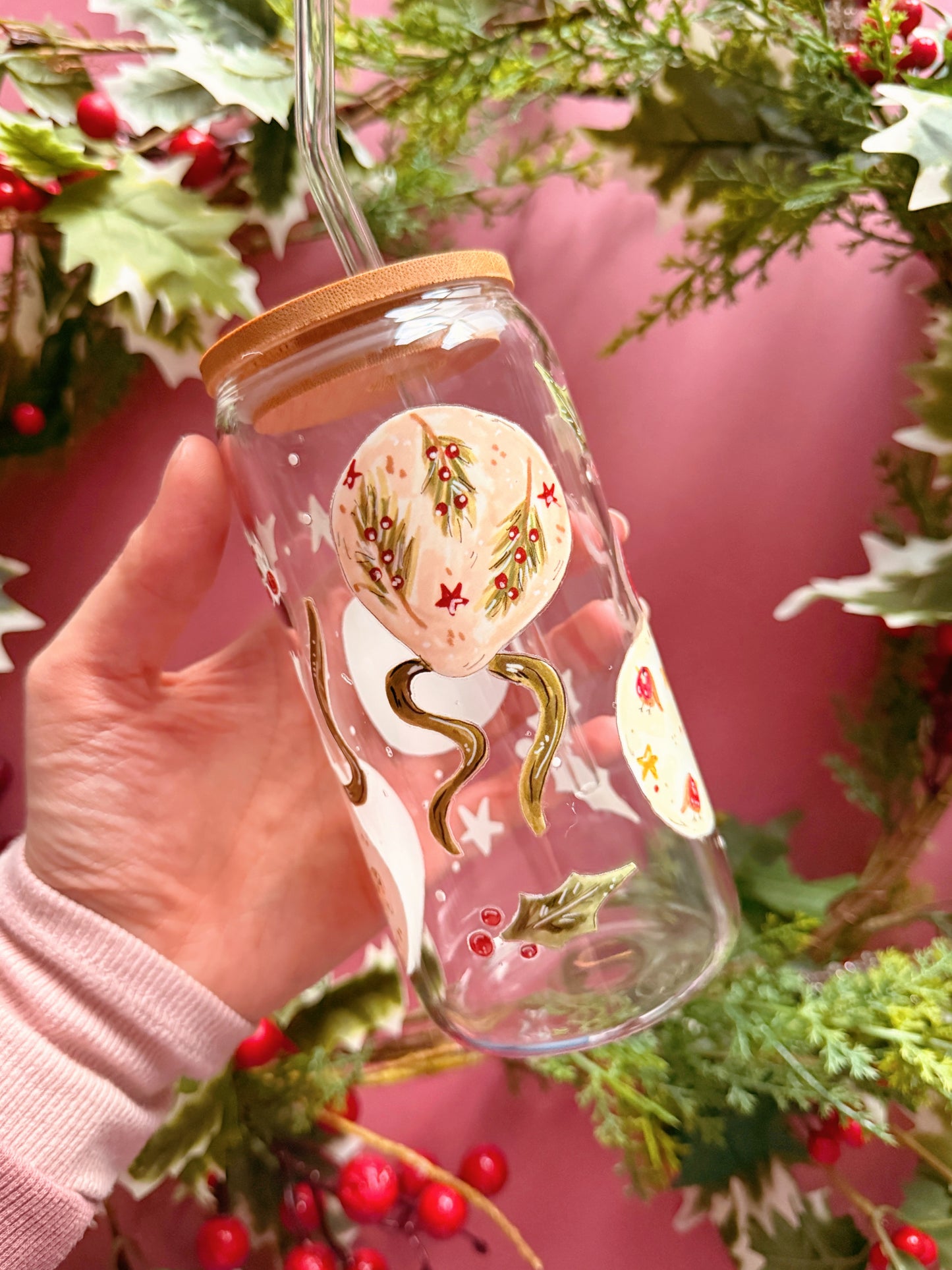 Christmas Baubles Glass Tumbler