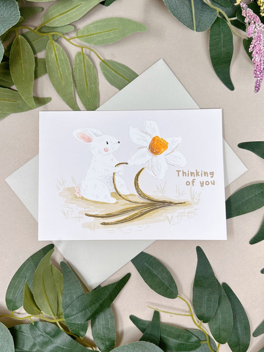 Bunny Daffodil Thinking Of You Card