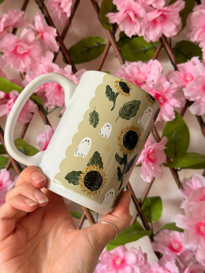 Sunflower Ghost Tall Ceramic Mug