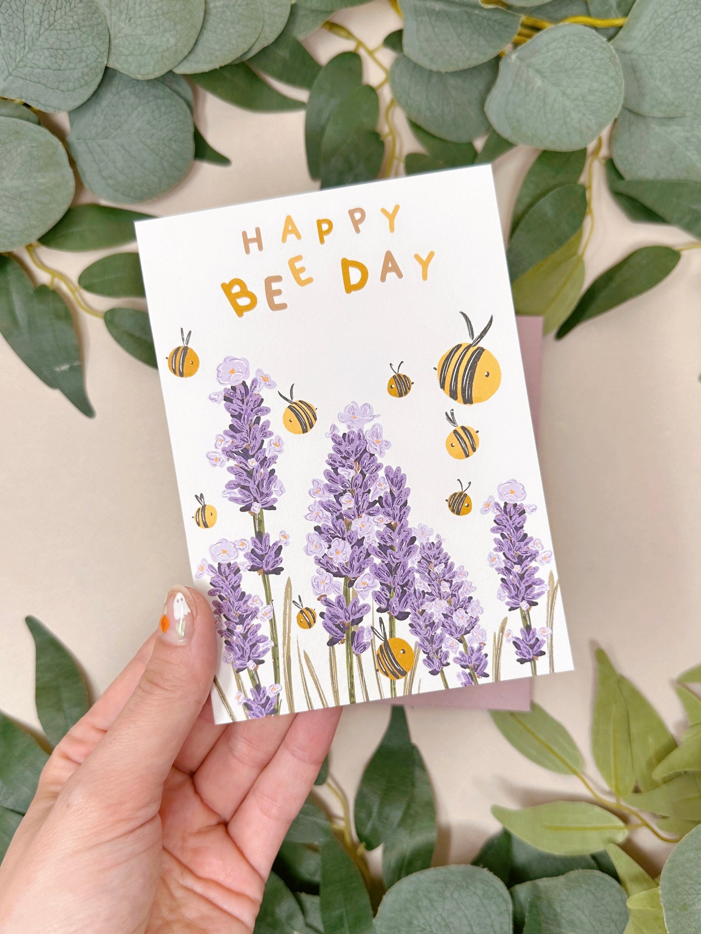 Lavender Bee Birthday Card