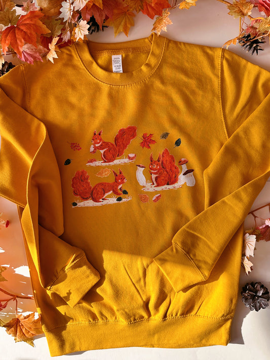 Autumn Red Squirrel Graphic Sweatshirt - ADULT