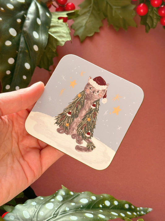 Cat Christmas Coaster