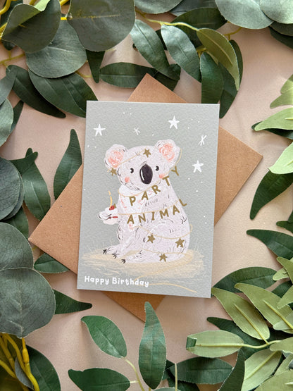 Koala Party Birthday Card