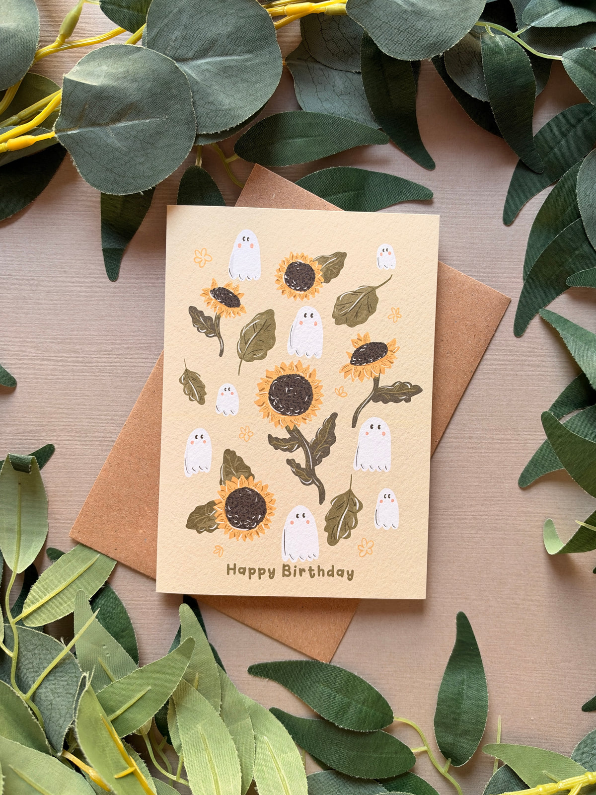 Sunflower Ghost Birthday Card