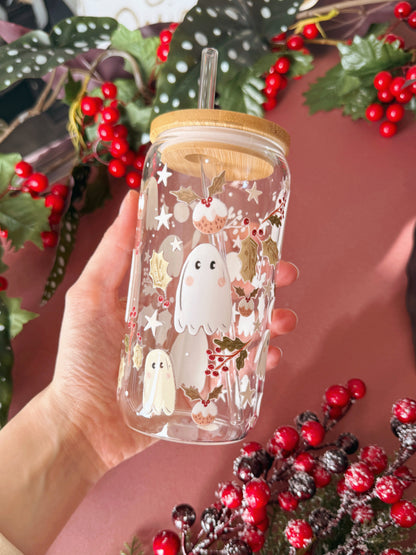 Ghost Christmas Glass Tumbler