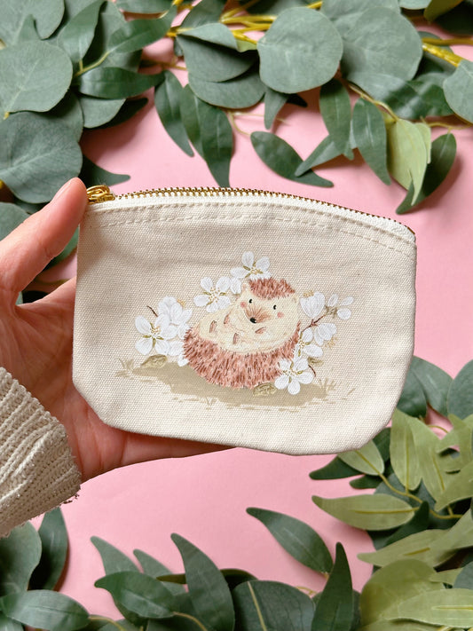 White Sakura Hedgehog Purse