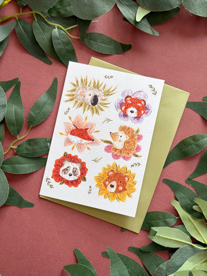 Flower Animals Card