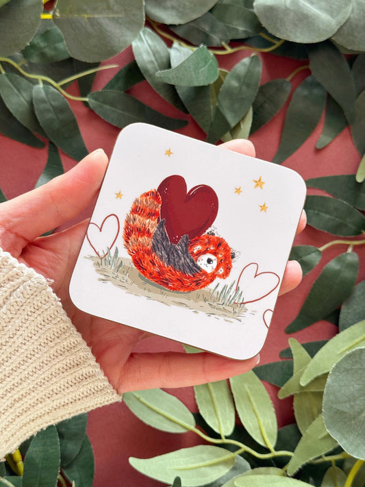 Red Panda Heart Coaster