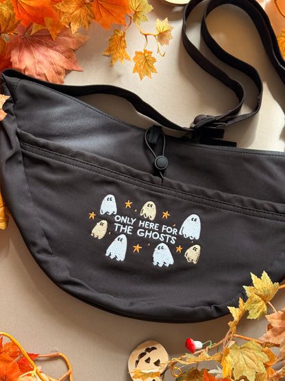 Only Here For The Ghosts Embroidered Crossbody Bag