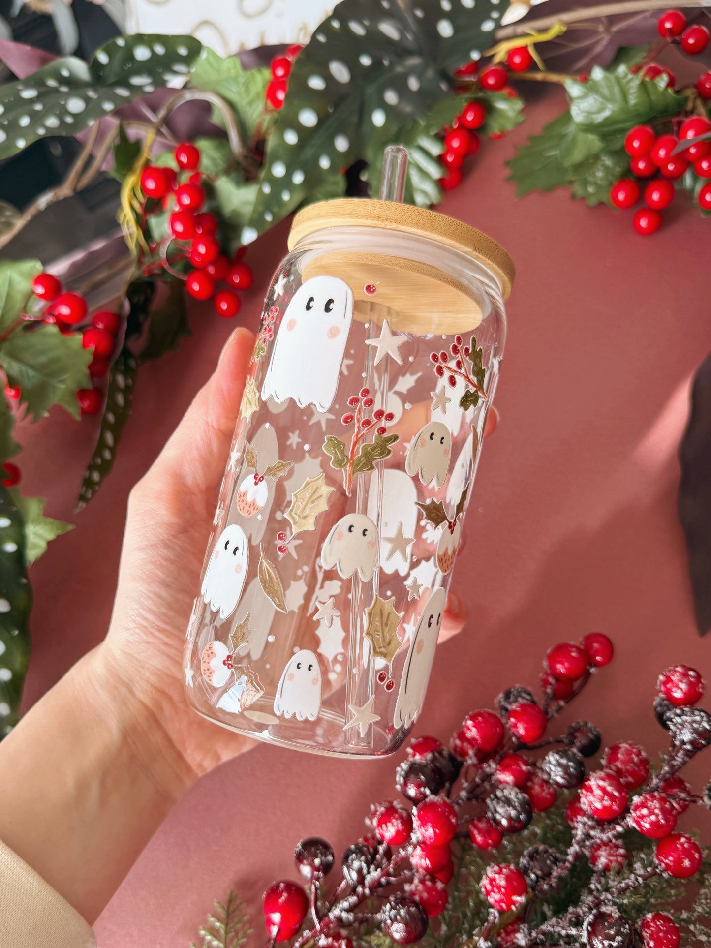 Ghost Christmas Glass Tumbler