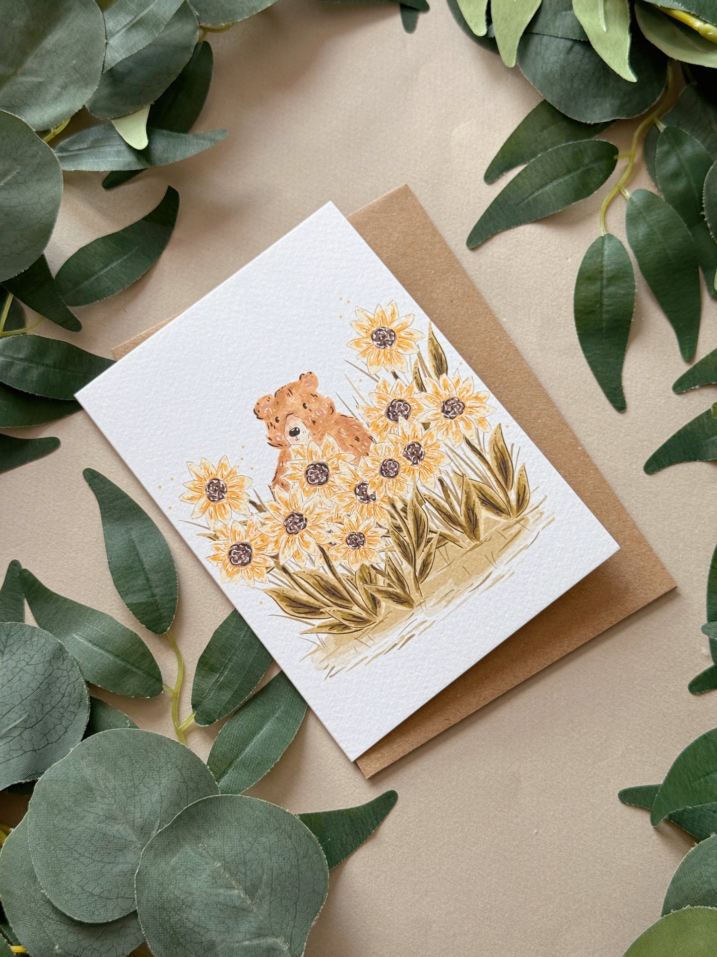 Sunflower Bear Card