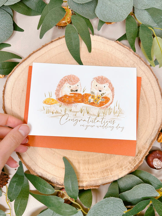 Botanical Hedgehog Wedding Card