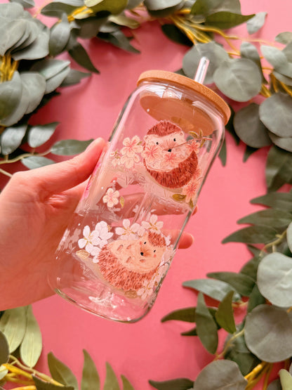 Sakura Hedgehog Glass Tumbler