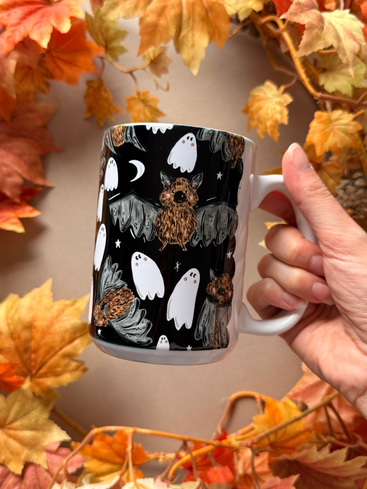 Bat Ghost Pattern Giant Mug