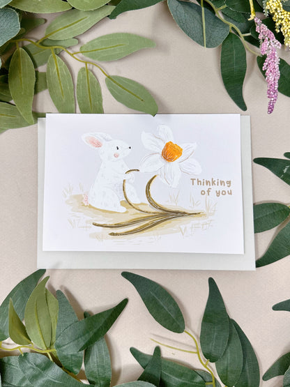 Bunny Daffodil Thinking Of You Card