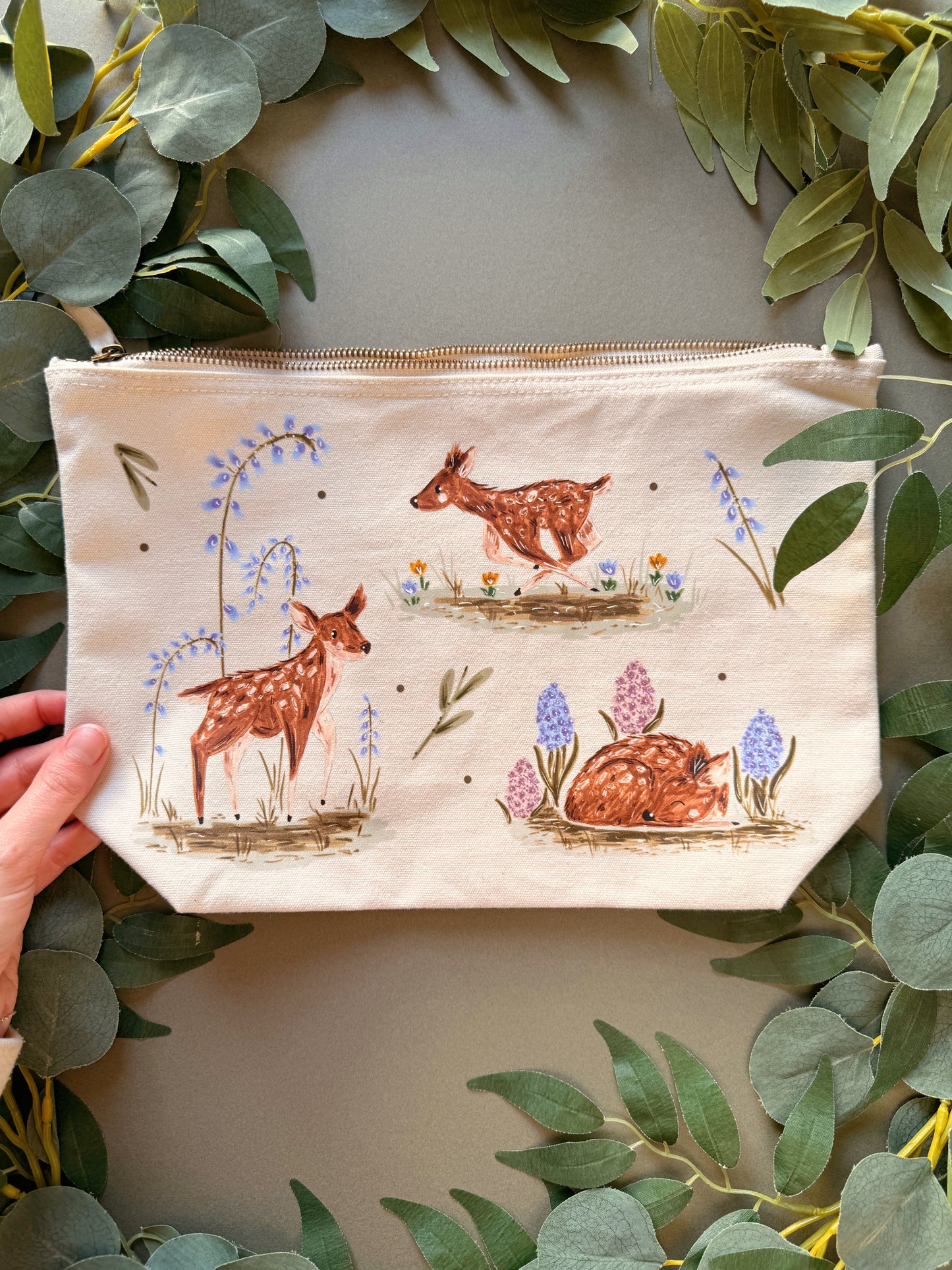 Spring Deer Zip Bag