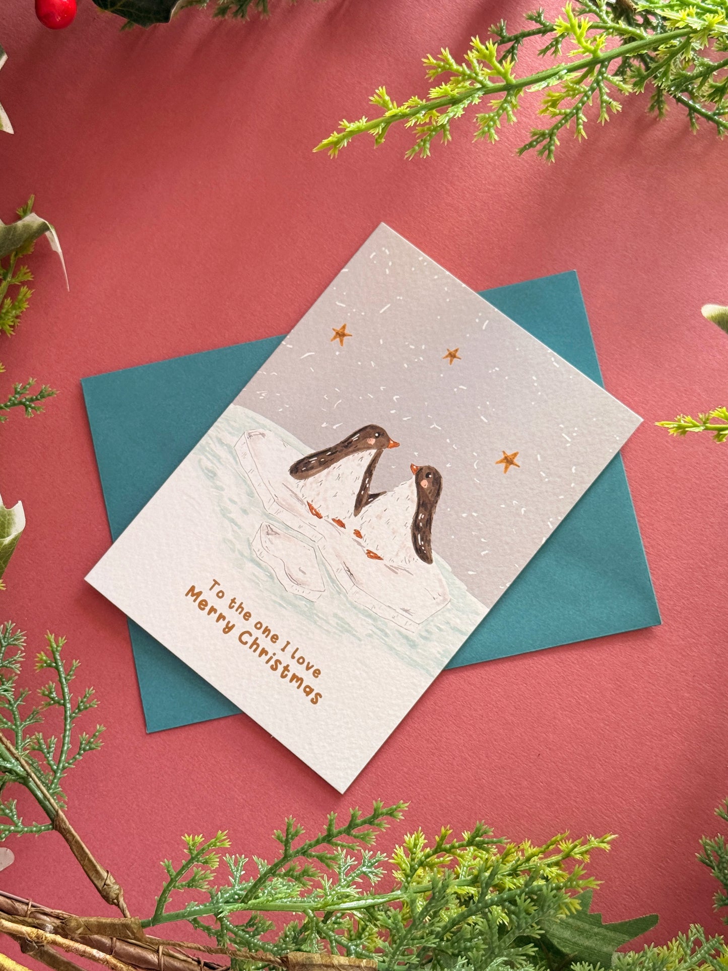 Penguin Couple Christmas Card