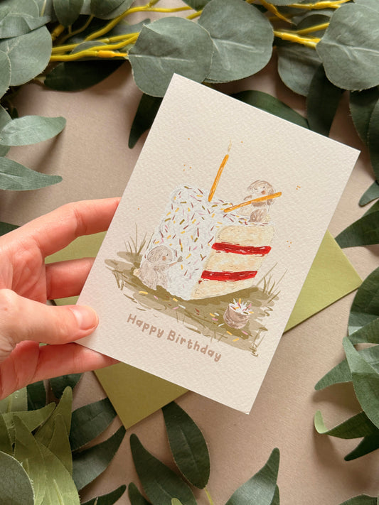 Rabbit Cake Birthday Card