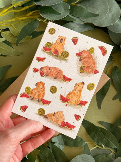 Watermelon Capybara Card