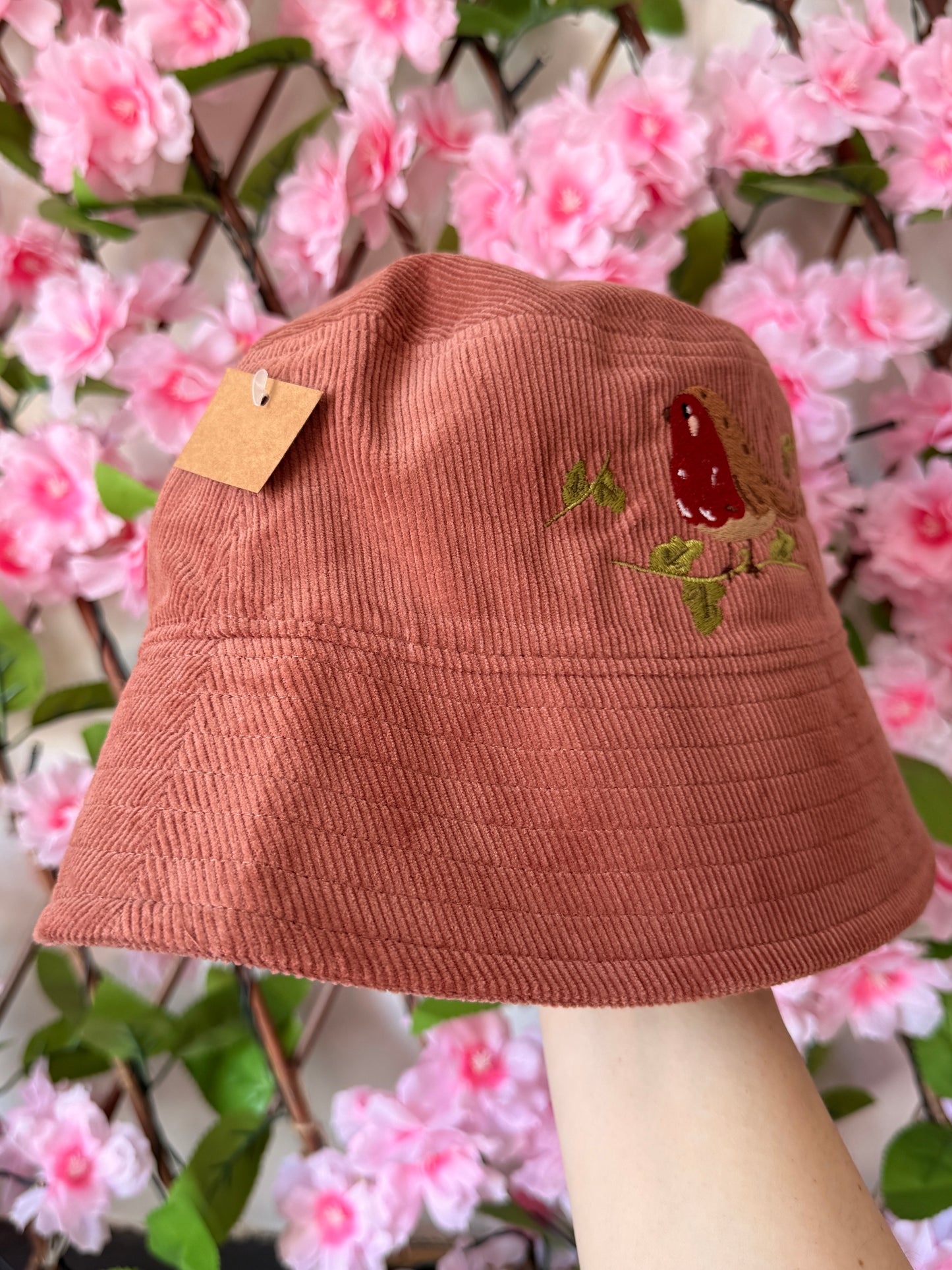 Robin Embroidered Cord Bucket Hat