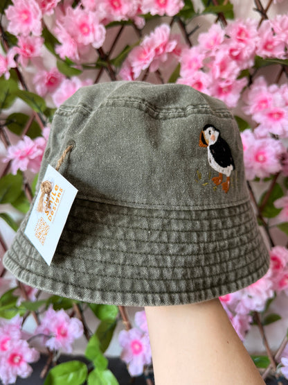 Puffin Embroidered Bucket Hat