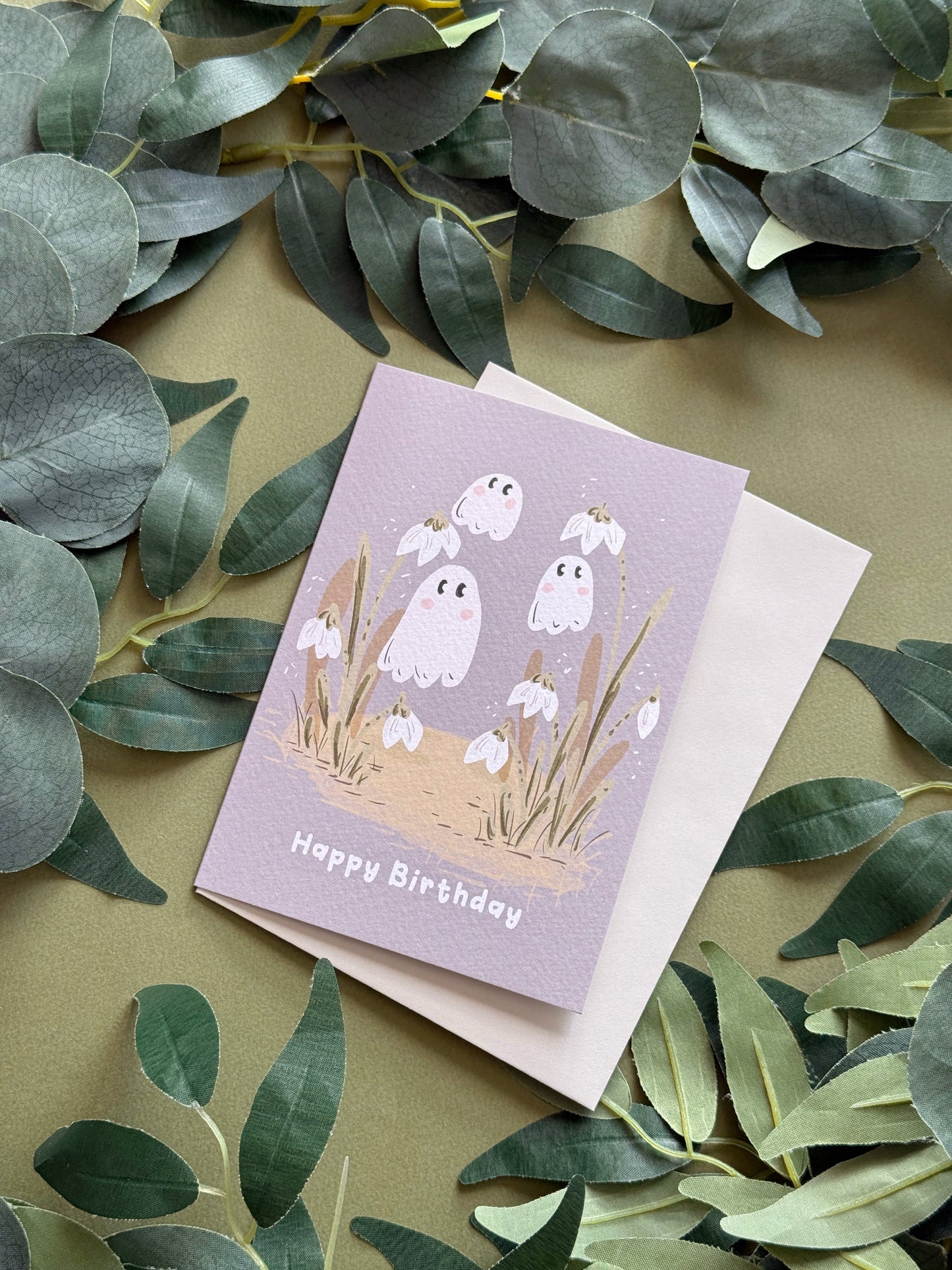 Snowdrop Ghost Birthday Card