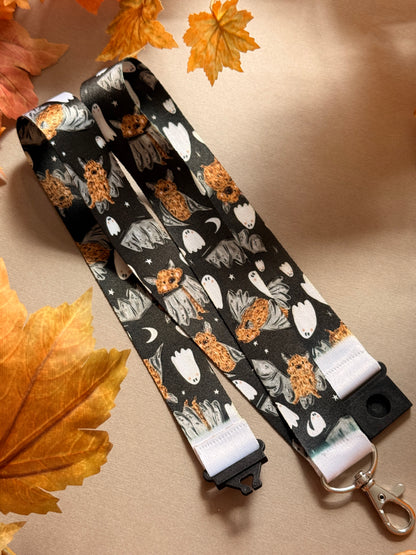 Bat Ghost Lanyard - Black