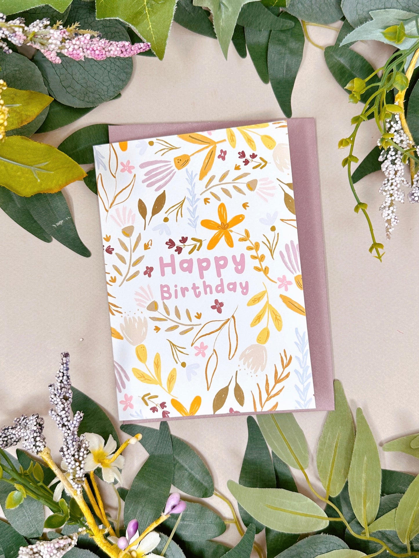 Floral Happy Birthday Card