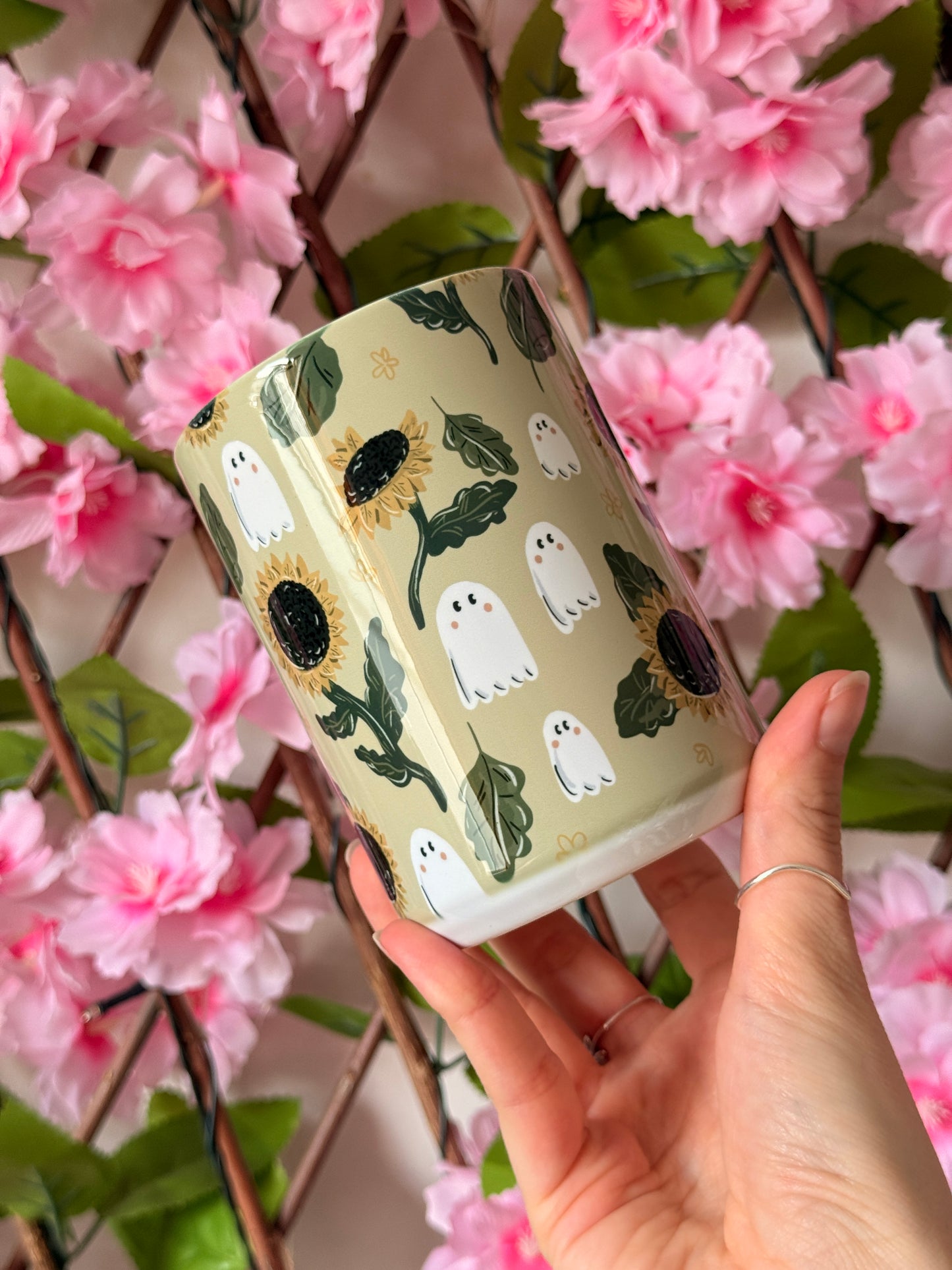 Sunflower Ghost Tall Ceramic Mug