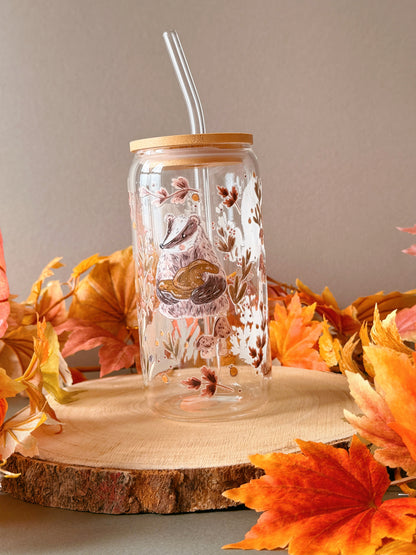 Woodland Badger Glass Tumbler
